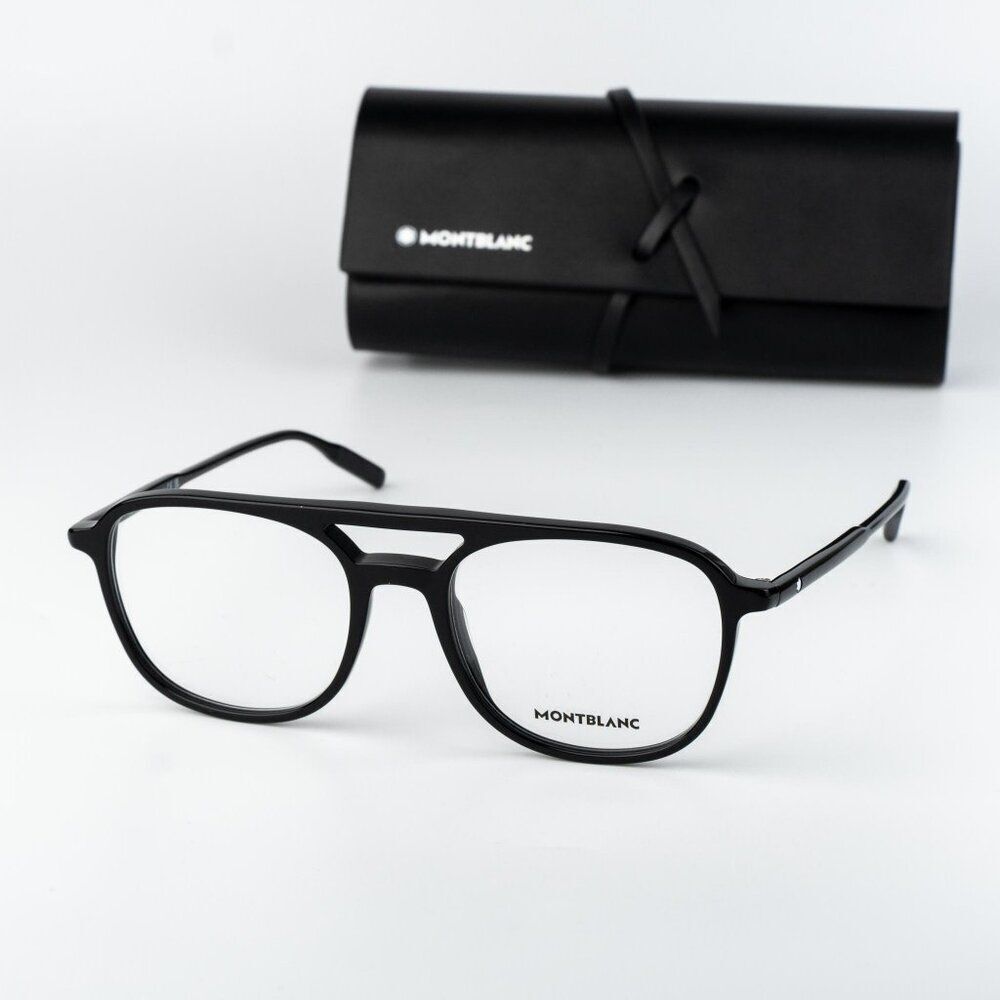 Montblanc Men Eyeglasses Black Pilot MB0198O 001 NEW AUTHENTIC